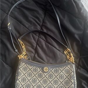 Tory Burch Black and Gold Crossbody Bag with Chain Strap